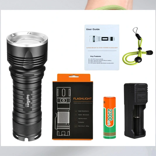 مصباح يدوي تكبير SUPERFIRE 10w Cree قابل لإعادة الشحن