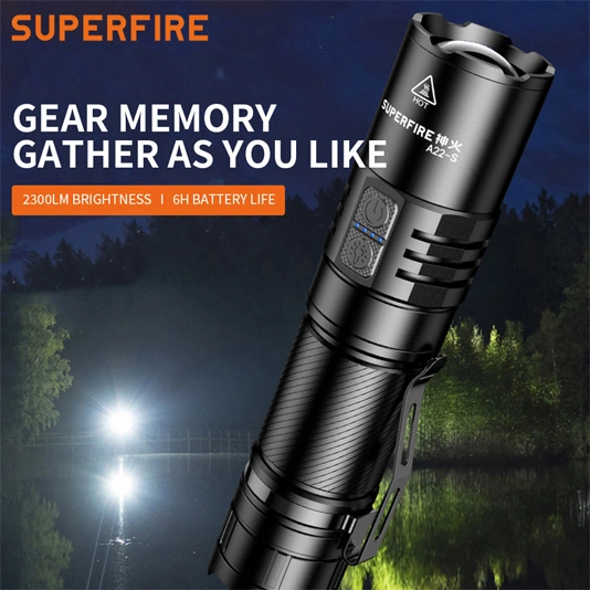 مصباح يدوي عين النسر SUPERFIRE IP43 مقاوم للماء Zoomable