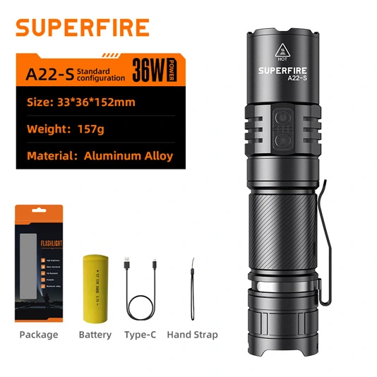 مصباح يدوي عين النسر SUPERFIRE IP43 مقاوم للماء Zoomable