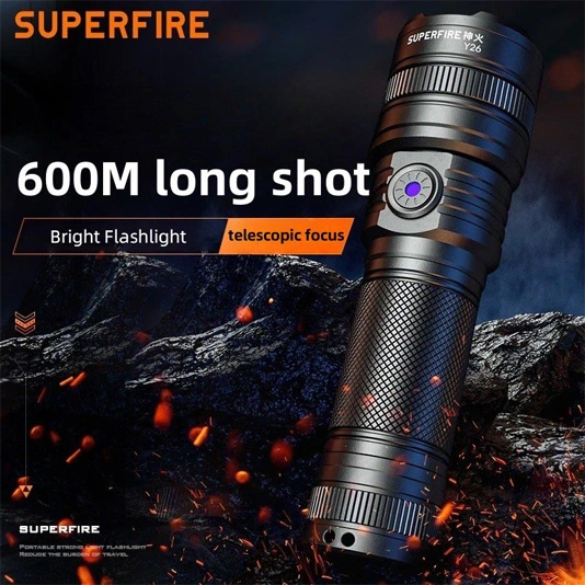 مصباح يدوي SUPERFIRE Y26 شمعة تلسكوبي التركيز Zoomable