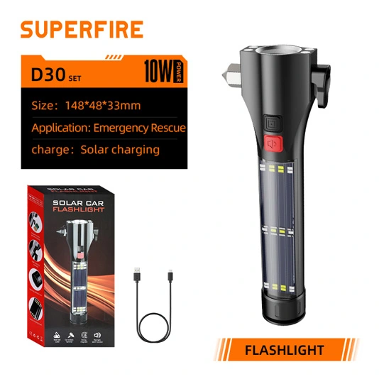 مصابيح شمسية متعددة الوظائف قابلة لإعادة الشحن SUPERFIRE D30