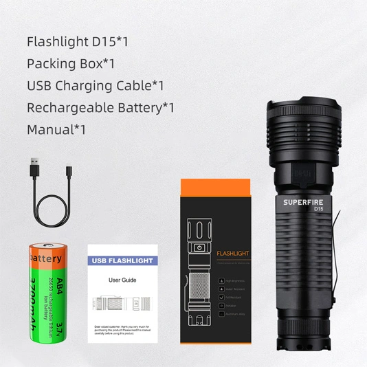 مصباح يدوي SUPERFIRE D15 P90 36W عالي الطاقة