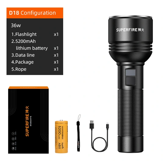 مصباح يدوي SUPERFIRE D18 عالي الإخراج