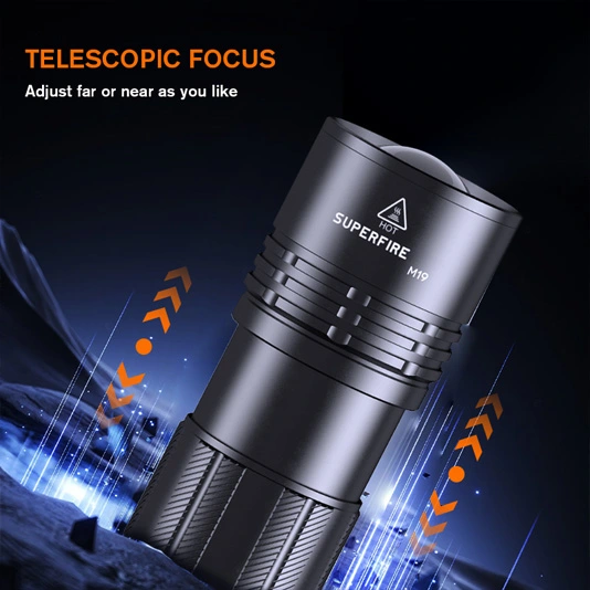 مصباح يدوي طويل المدى SUPERFIRE M19 Zoomable