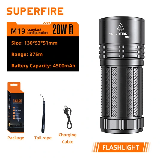 مصباح يدوي طويل المدى SUPERFIRE M19 Zoomable