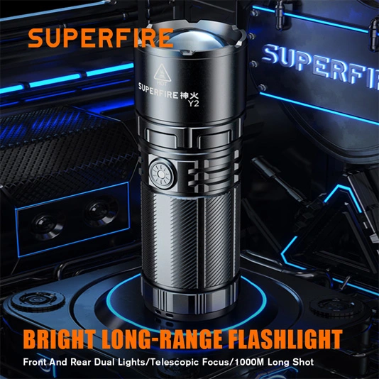 مصباح يدوي SUPERFIRE Y2 شمعة عالي الطاقة قابل لإعادة الشحن لمسافات طويلة