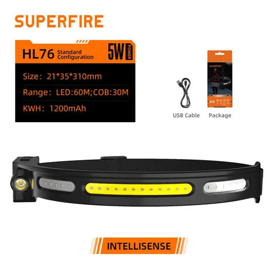 مصباح أمامي ليد SUPERFIRE HL76 قابل للشحن