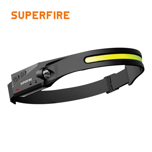 مصابيح أمامية SUPERFIRE HL65 قابلة لإعادة الشحن مع مستشعر حركة