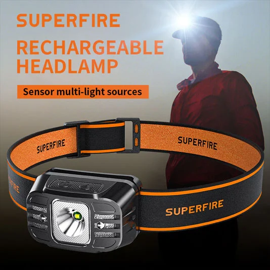 SUPERFIRE HL75 سلسلة استشعار الحركة رئيس الشعلة