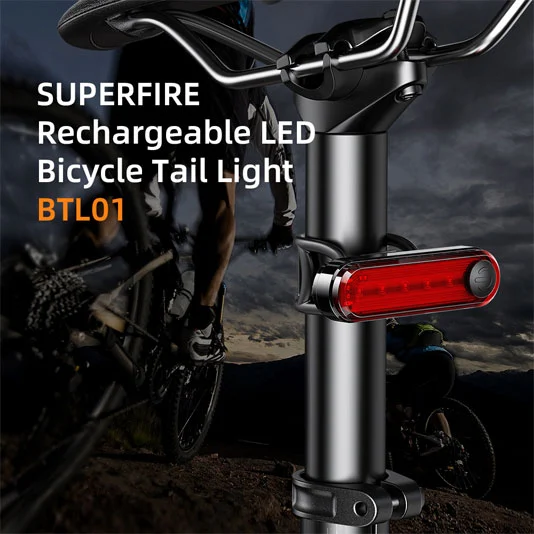مصباح خلفي للدراجة SUPERFIRE BTL01 قابل لإعادة الشحن