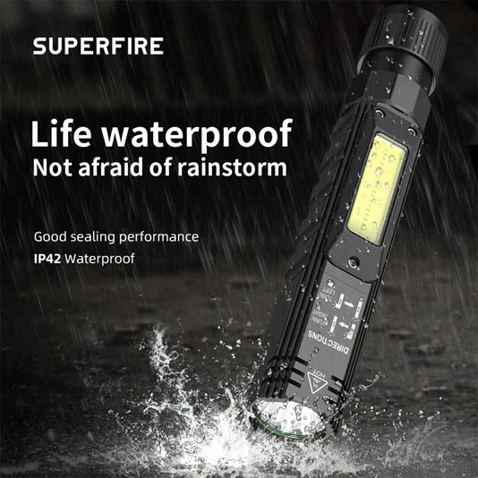SUPERFIRE G19 متعددة الوظائف قابلة لإعادة الشحن ضوء العمل COB مع قاعدة مغناطيسية