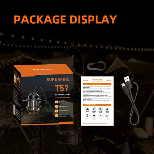 SUPERFIRE T57 USB شحن فانوس التخييم