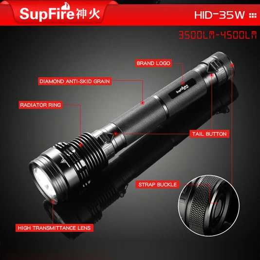 SUPERFIRE اختبأ 35W Lumen مصباح يدوي زينون صغير اختبأ