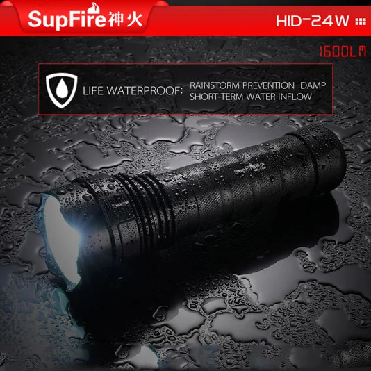 SUPERFIRE اختبأ مصباح يدوي زينون 24W Lumen