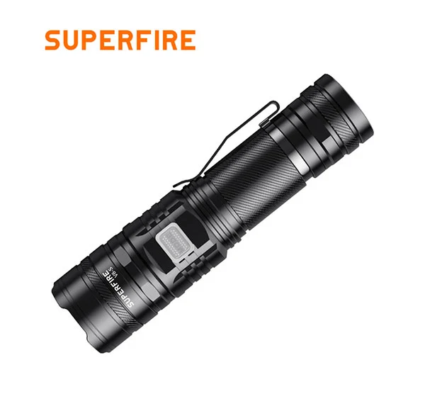 مصباح يدوي تكتيكي SUPERFIRE ، قابل لإعادة الشحن