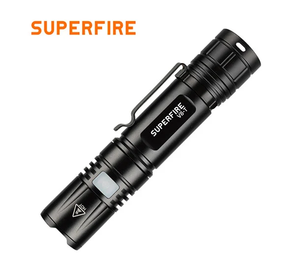 مصباح يدوي SUPERFIRE ، مصباح يدوي تكبير الجيب ، مصباح شعلة SOS