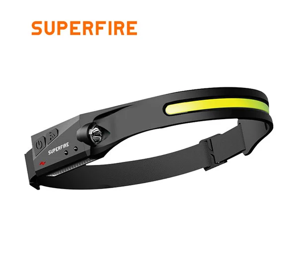 مصابيح أمامية SUPERFIRE HL65 قابلة لإعادة الشحن مع مستشعر حركة