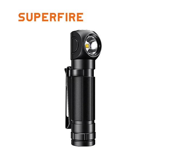 SUPERFIRE TH04 المصباح الأمامي زاوية اليمنى القابلة لإعادة الشحن 90 درجة