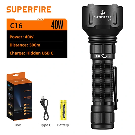 مصباح يدوي SUPERFIRE C16 عالي الطاقة