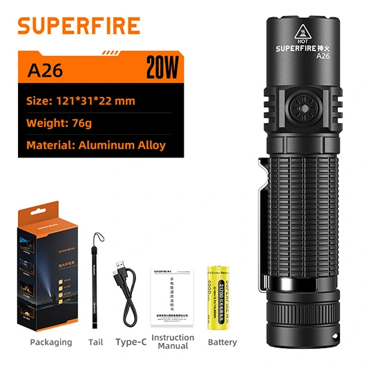 مصباح يدوي SUPERFIRE A26 عالي السطوع