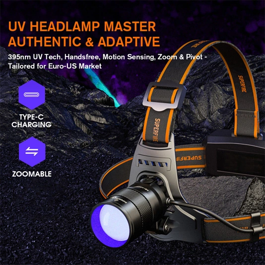 SUPERFIRE HZ01 مصباح أمامي Zoomable uv متعدد الاستخدامات