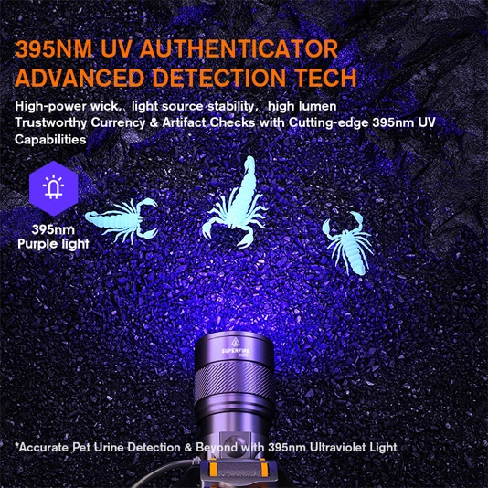 SUPERFIRE HZ01 مصباح أمامي Zoomable uv متعدد الاستخدامات