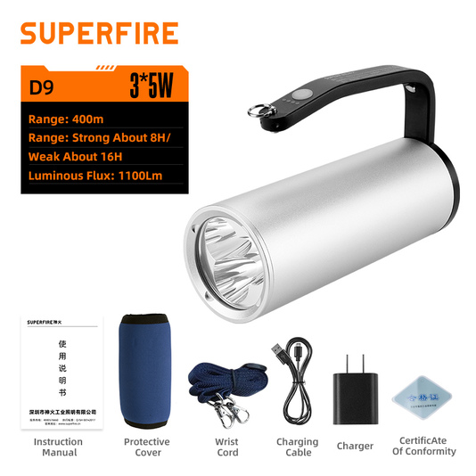 SUPERFIRE D9 Explosion Proof Flashlight - 翻译中...