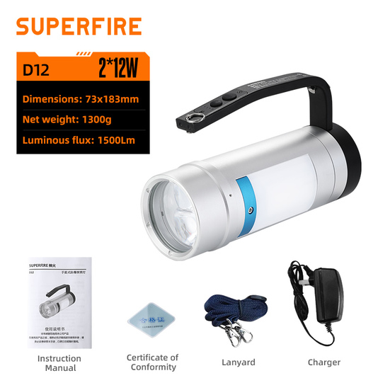 SUPERFIRE D12 Explosion-Proof Portable Searchlight - 翻译中...